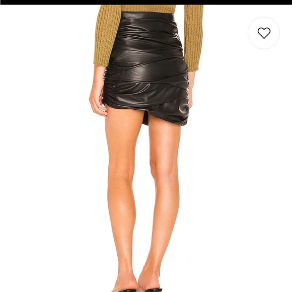 ronny kobo maude black asymmetrical scrunch faux leather mini skirt small new - Picture 6 of 11